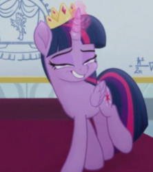 Size: 394x444 | Tagged: safe, screencap, twilight sparkle, alicorn, pony, g4, my little pony: the movie, adorkable, crown, cute, dork, faic, female, grin, jewelry, looking at you, magic, magic glow, midblink, regalia, smiling, solo, twilight sparkle (alicorn)