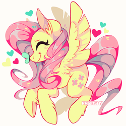 Size: 1661x1664 | Tagged: safe, artist:fawnshy, fluttershy, butterfly, pegasus, pony, butterfly on nose, cute, ear fluff, eyes closed, female, heart, hoof heart, insect on nose, leg fluff, mare, profile, shyabetes, simple background, smiling, solo, spread wings, white background, wing fluff, wings