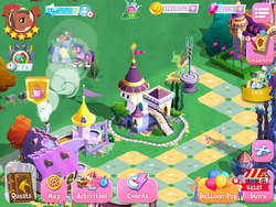 Size: 2048x1536 | Tagged: safe, gameloft, arista, iahjmehet, lunar bay, twilight sparkle, changedling, changeling, g4, astro pony, canterlot, game screencap, hill song, masked matter-horn costume, planetary bob, power ponies, somnambula resident, staff, staff of sameness