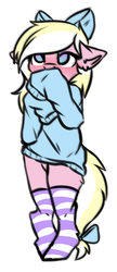 Size: 888x2065 | Tagged: safe, artist:oddends, oc, oc only, oc:bay breeze, pegasus, anthro, blushing, bow, clothes, colored sketch, cute, female, hair bow, looking up, mare, socks, striped socks, sweater, tail bow, ych result