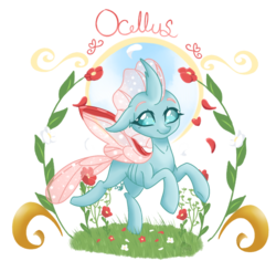 Size: 1024x966 | Tagged: safe, artist:taligintou, ocellus, changedling, changeling, g4, school daze, cute, diaocelles, female, flower, heart eyes, simple background, smiling, solo, transparent background, wingding eyes