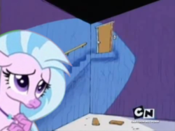 Size: 1437x1079 | Tagged: safe, edit, screencap, silverstream, classical hippogriff, hippogriff, g4, school daze, 3 squares and an ed, cartoon network, ed edd n eddy, not stairs, sad, stairs, that hippogriff sure does love stairs