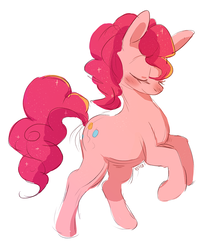 Size: 1044x1280 | Tagged: safe, artist:cherivinca, pinkie pie, earth pony, pony, g4, cute, diapinkes, eyes closed, female, mare, rearing, simple background, solo, white background