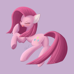 Size: 1600x1600 | Tagged: safe, artist:phoenixperegrine, pinkie pie, earth pony, pony, g4, :p, balloonbutt, butt, cute, cuteamena, eyes closed, female, mare, pinkamena diane pie, plot, purple background, simple background, solo, tongue out