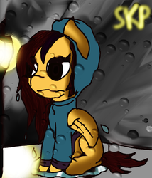 Size: 1024x1195 | Tagged: safe, artist:sketchpon, oc, oc:sketchpon, clothes, hoodie, rain, streetlight