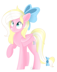 Size: 2184x2736 | Tagged: safe, artist:beashay, oc, oc only, oc:bay breeze, pegasus, pony, bow, cute, female, hair bow, high res, looking up, mare, simple background, solo, tail bow, transparent background