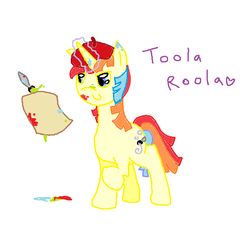 Size: 604x547 | Tagged: safe, artist:kagutsuchix, toola-roola, pony, g3, g3.5, g4, female, g3.5 to g4, generation leap, ms paint, race swap, simple background, solo, unicorn toola roola, white background