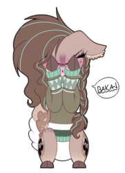 Size: 1024x1412 | Tagged: safe, artist:mintoria, oc, oc only, oc:mint, earth pony, pony, augmented tail, baka, base used, blushing, clothes, cloven hooves, female, japanese, mare, romaji, simple background, solo, sweater, transparent background