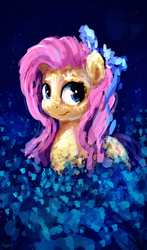 Size: 2250x3838 | Tagged: safe, artist:thefloatingtree, fluttershy, pegasus, pony, g4, abstract background, bust, female, high res, mare, portrait, solo
