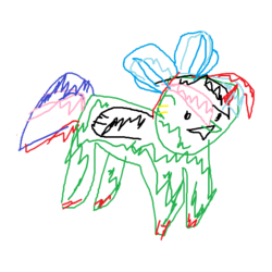 Size: 527x527 | Tagged: safe, artist:soundguy, oc, oc only, oc:zhorse, alicorn, pony, horse heresy, 1000 hours in ms paint, alicorn oc, bow, colored, hair bow, multicolored hair, simple background, solo, stylistic suck, token, transparent background, tumorous lumps