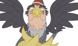 Size: 2250x1335 | Tagged: safe, artist:tizerfiction, grampa gruff, griffon, g4, the lost treasure of griffonstone, blind eye, elderly, eye scar, fez, greedy, hat, male, scar, simple background, sin of greed, solo, spread wings, transparent background, vector, wings