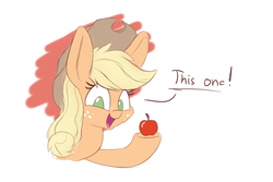 Size: 1500x1000 | Tagged: safe, artist:heir-of-rick, applejack, earth pony, pony, g4, apple, cowboy hat, cute, female, food, hat, jackabetes, looking at you, mare, no pupils, solo, stetson, that pony sure does love apples