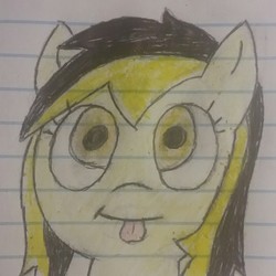 Size: 1283x1283 | Tagged: safe, oc, oc only, oc:leslie fair, pony, /mlpol/, :p, anarcho-capitalism, cute, lined paper, silly, solo, tongue out, traditional art