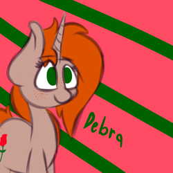 Size: 1000x1000 | Tagged: safe, artist:claudearts, oc, oc only, oc:debra rose, pony, unicorn, butt freckles, cute, eyestrain warning, flower, freckles, rose, solo