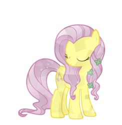 Size: 6000x6143 | Tagged: safe, artist:sairoch, fluttershy, crystal pony, pegasus, pony, g4, the crystal empire, .svg available, absurd resolution, crystal fluttershy, crystallized, female, flower, flower in hair, inkscape, simple background, solo, transparent background, vector, vector trace