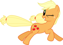 Size: 4066x2864 | Tagged: safe, artist:silentmatten, applejack, earth pony, pony, g4, .ai available, .zip file at source, blonde, female, hatless, mare, missing accessory, one eye closed, running, simple background, solo, transparent background, vector