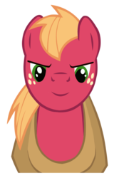 Size: 715x1117 | Tagged: safe, edit, vector edit, big macintosh, earth pony, pony, g4, freckles, horse collar, looking at you, male, simple background, smiling, smirk, solo, stallion, transparent background, vector