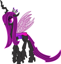 Size: 863x908 | Tagged: safe, artist:invader-matt, oc, oc only, oc:queen venacia, changeling, changeling queen, changeling oc, changeling queen oc, female, purple changeling, simple background, solo, transparent background, vector