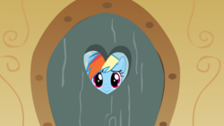 Size: 1920x1080 | Tagged: safe, artist:krazy3, screencap, rainbow dash, pegasus, pony, g4, party of one, season 1, animated, animated png, cute, dashabetes, door, female, inkscape, mare, solo, vector, vector trace