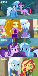 Size: 1696x3412 | Tagged: safe, artist:themexicanpunisher, edit, adagio dazzle, starlight glimmer, sunset shimmer, trixie, twilight sparkle, equestria girls, equestria girls series, forgotten friendship, g4, magic duel, my little pony equestria girls: rainbow rocks, no second prances, counterparts, female, lesbian, ship:startrix, ship:suntrix, ship:twixie, shipping, triagio, trixie gets all the mares, twilight's counterparts