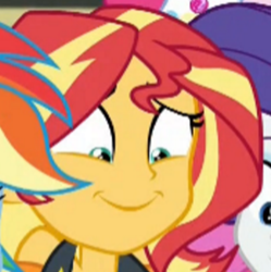 Size: 290x291 | Tagged: safe, screencap, sunset shimmer, equestria girls, equestria girls specials, g4, my little pony equestria girls: better together, my little pony equestria girls: forgotten friendship, cropped, faic, smiling