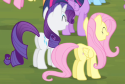 Size: 510x341 | Tagged: safe, screencap, fluttershy, rarity, equestria games (episode), g4, butt, cropped, equestria games, plot