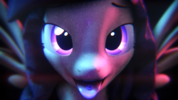 Size: 3840x2160 | Tagged: safe, artist:darkskye, oc, oc only, oc:darkskye, 3d, big eyes, chromatic aberration, drugs, ecstasy, female, high res, looking at you, mare, mdma, party, psychedelic, rave, solo, source filmmaker, tongue out, trippy