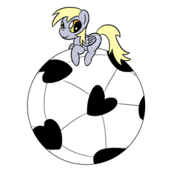 Size: 1280x1280 | Tagged: safe, artist:phat_guy, derpibooru exclusive, derpy hooves, pegasus, pony, g4, 4chan, 4chan cup, ball, female, football, heart, leaf, looking at you, mare, micro, safest hooves, simple background, sitting, smiling, solo, sports, transparent background