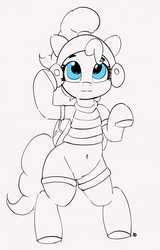 Size: 1280x1996 | Tagged: safe, artist:pabbley, pinkie pie, g4, 30 minute art challenge, alternate hairstyle, bipedal, clothes, cosplay, costume, cute, diapinkes, hammer bro, partial color, ponytail, pubic mound, socks, super mario bros.