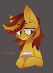 Size: 1115x1546 | Tagged: safe, artist:silvia woods, oc, oc only, oc:archi sketch, pegasus, pony, coffee, male, simple background, solo