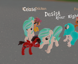 Size: 635x522 | Tagged: safe, scootaloo, oc, oc:littleshyfim, pegasus, pony, legends of equestria, g4, cease and desist, dancing, facehoof, female, game, game screencap, goggles, male, mare, ponyville, stallion, video game