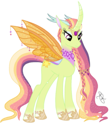 Size: 1819x2048 | Tagged: safe, artist:ilaria122, oc, oc only, oc:princess heaven serenity, changedling, changeling, changepony, hybrid, base used, changedling oc, female, next generation, offspring, parent:princess celestia, parent:thorax, parents:thoralestia, simple background, solo, transparent background