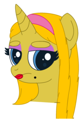 Size: 864x1260 | Tagged: safe, artist:venomns, oc, oc only, oc:gold digger, pony, unicorn, bust, female, lipstick, mare, portrait, simple background, solo, transparent background