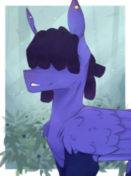 Size: 765x1030 | Tagged: safe, artist:riressa, oc, oc only, pegasus, pony, hair over eyes, solo