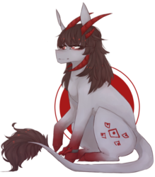 Size: 701x800 | Tagged: safe, artist:riressa, oc, oc only, horn, leonine tail, multiple horns, simple background, solo, transparent background