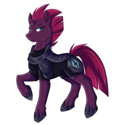 Size: 1188x1200 | Tagged: safe, artist:lilitrot, tempest shadow, pony, unicorn, g4, my little pony: the movie, armor, female, mare, raised hoof, simple background, solo, white background