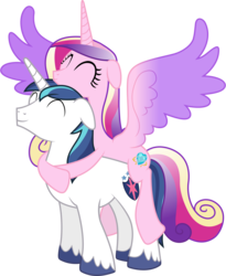 Size: 4740x5790 | Tagged: safe, artist:90sigma, edit, editor:slayerbvc, vector edit, princess cadance, shining armor, alicorn, pony, unicorn, g4, the crystal empire, absurd resolution, accessory-less edit, bare hooves, cadance riding shining armor, cute, cutedance, daaaaaaaaaaaw, female, floppy ears, happy, hug, male, mare, missing accessory, ponies riding ponies, riding, shining adorable, simple background, spread wings, stallion, transparent background, vector, wings