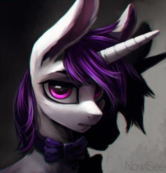 Size: 2397x2500 | Tagged: safe, artist:inowiseei, oc, oc only, oc:lapush buns, bunnycorn, pony, bowtie, bunny ears, bust, high res, looking at you, male, portrait, solo, stallion