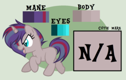 Size: 1125x722 | Tagged: safe, artist:marielle5breda, oc, oc only, oc:night sound, pony, unicorn, female, filly, magical lesbian spawn, offspring, parent:tempest shadow, parent:vinyl scratch, reference sheet, solo