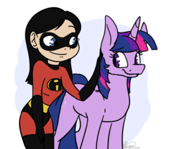 Size: 2216x1871 | Tagged: safe, artist:ggchristian, twilight sparkle, human, pony, unicorn, g4, crossover, the incredibles, unicorn twilight, violet parr
