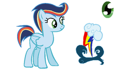 Size: 656x388 | Tagged: safe, artist:pinkgalaxy56, oc, oc only, oc:rainbow storm, pegasus, pony, female, mare, offspring, parent:rainbow dash, parent:soarin', parents:soarindash, reference sheet, solo
