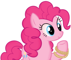 Size: 1024x862 | Tagged: safe, artist:xmelodyskyx, pinkie pie, earth pony, pony, g4, female, rope, simple background, smiling, solo, transparent background