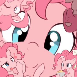 Size: 512x512 | Tagged: dead source, safe, artist:akainu_pony, pinkie pie, earth pony, pony, g4, looking at you, multeity, one eye closed, smiling, surprised, too much pink energy is dangerous, wink