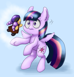 Size: 798x831 | Tagged: safe, artist:shusu, twilight sparkle, alicorn, pony, g4, doll, exclamation point, female, interrobang, question mark, solo, surprised, toy, twilight sparkle (alicorn)