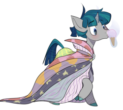 Size: 3373x3024 | Tagged: safe, artist:heyerika, stygian, pony, unicorn, g4, shadow play, blushing, clothes, colored hooves, food, high res, ice cream, male, simple background, stallion, stygianbetes, transparent background