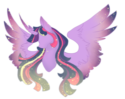 Size: 2067x1648 | Tagged: safe, artist:theperfecta, twilight sparkle, alicorn, pony, g4, bust, curved horn, female, horn, mare, rainbow power, simple background, solo, spread wings, transparent background, twilight sparkle (alicorn), wings