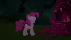 Size: 1280x720 | Tagged: safe, artist:tiredbrony, edit, edited screencap, screencap, pinkie pie, earth pony, pony, friendship is magic, g4, season 1, animated, bgm, everfree forest, facial hair, female, indeed, indubitably, laughter song, moustache, quite, sesquipedalian loquaciousness, solo, sound, text to speech, verbose, verbose meme, webm, youtube, youtube link