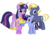 Size: 2304x1656 | Tagged: safe, artist:thecheeseburger, star tracker, twilight sparkle, oc, alicorn, earth pony, pony, unicorn, g4, alicorn oc, colt, female, filly, glasses, honorary incest, looking at you, male, mare, new crown, next generation, offspring, older star tracker, parent:star tracker, parent:twilight sparkle, parents:twitracker, ship:twitracker, simple background, stallion, transparent background, twilight sparkle (alicorn)