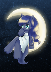 Size: 925x1315 | Tagged: safe, artist:shusu, princess luna, cat, anthro, g4, catified, clothes, crescent moon, dress, female, moon, solo, species swap, tangible heavenly object, transparent moon