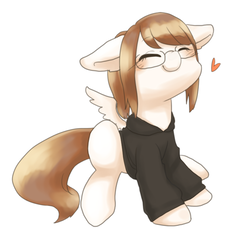 Size: 700x664 | Tagged: safe, artist:shusu, oc, oc only, pegasus, pony, blushing, clothes, glasses, happy, heart, hoodie, smiling, solo